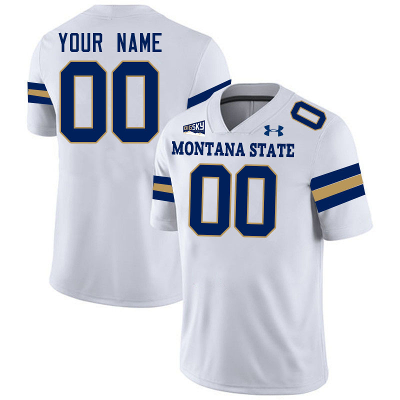 Custom Montana State Bobcats Name And Number Football Jerseys Stitched-White